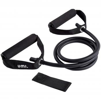 UMI. Single Resistance Band, Exercise Tube - with Door Anchor and Manual, For Resistance Training, Physical Therapy, Home Workouts, Boxing Training, Black