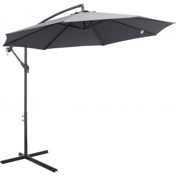 Sombrilla de jardín excéntrica Ø295x255 cm con manivela y base cruzada