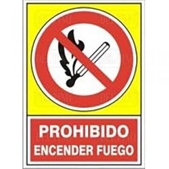 Señal de Plástico 490x345mm Prohibido Encender Fuego