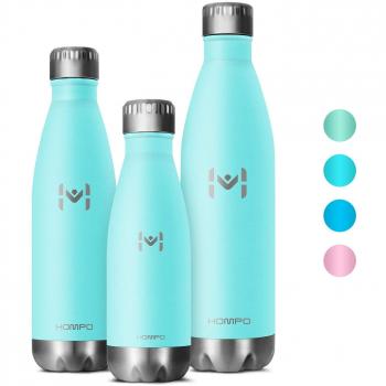 HOMPO Botella de Agua de Acero Inoxidable Botella Aislada al Vacío,diseño de Pared Doble,Sin Bpa & Eco Friendly,Adecuada para Viaje, Deporte, Bicicleta, Gimnasio