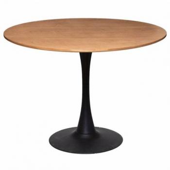 Mesa de Comedor Redonda Fija Elias Roble y Negro 102x102 Cm