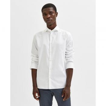 Camisa de vestir para hombre BCI de algodón slim fit, color blanco brillante