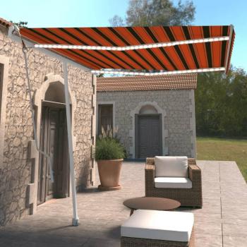 Toldo automático Day and Night con sensor de viento y LED, 300x250 cm, color naranja marrón