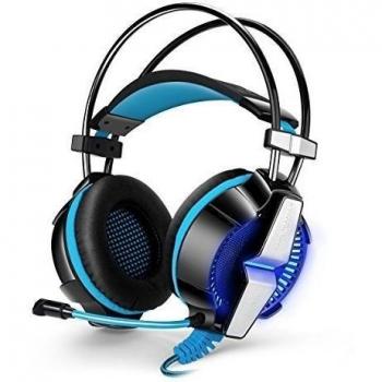 Gaming Headset con micrófono, YSSHUI KOTION EACH GS700 3.5mm del Auricular del Auricular Estéreo bajo la Venda de luz LED Para el Ordenador Portátil PC PS4 Teléfonos Móviles - Negro + Azul