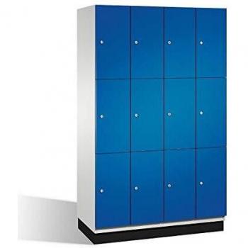 Armario de Compartimentos Bajo Llave CAMBIO C+P con 4 Abteile, Puertas de Acero, Color Gris Claro y Azul Enziano, Dimensiones B 1200 mm
