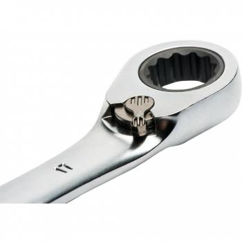 Llave inglesa SONIC 4170208, llave poligonal y boca de trinquete, fabricada en acero al carbono, con acabado niquelado para mayor resistencia a la corrosión, tamaño compacto ideal para trabajos en espacios reducidos,