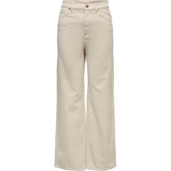 Pantalón de mujer de pierna ancha en terciopelo acanalado Only Hope Global con elasticidad color avena