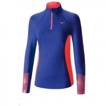 Mizuno Warmalite Phenix Wos Camiseta de Running, Azul Dazzling Blue/Fiery Coral M