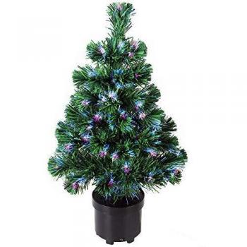 Árbol de Navidad Artificial 66 cm con Fibra Óptica y 9 Efectos de Luz Cambiantes - Casaria