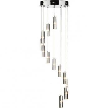 Lámpara colgante Galileo Crystal cromo brillo 12 bombillas 120cm