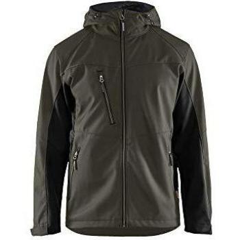 Blaklader Hooded Waterproof Softshell Jacket - Dark Olive Green, Large