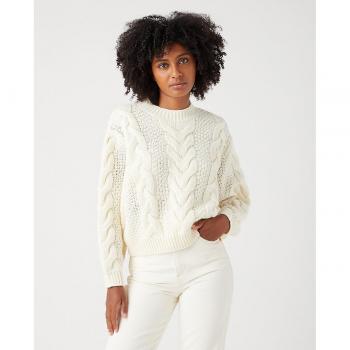 Wrangler - Jersey de mujer trenzado con cuello redondo