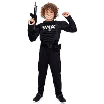 Disfraz de Soldado SWAT Musculoso negro para niño