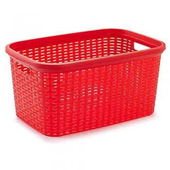Cesta Colada Rectangular 35 Litros Estilo Mimbre 53,5 x 36 x 26,5 cm Pongotodo de Plástico, Cesta para Ropa, Color Surtido