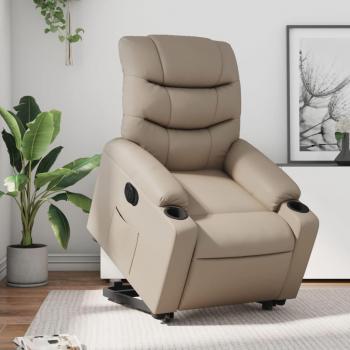 Sillón elevable eléctrico de cuero artificial capuchino Vidaxl 814235