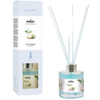 Ambientador Prady Premium Soft Cream en Frasco de Cristal con Varitas Difusoras