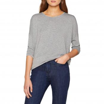 PIECES Pcminna 3/4 Lurex Top Noos, Camisa Manga Larga para Mujer, Gris