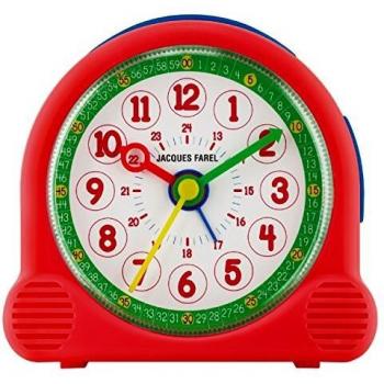 Despertador Infantil Jacques Farel Happy Learning, Quarzwecker, Sin Ticking, con Luz y Snooze, Ideal como Regalo