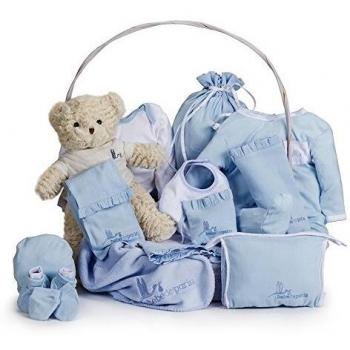 BebeDeParis Canastilla Bebe Personalizada, Cesta Completa para Recién Nacidos, Set de Regalos de Algodón para Niño/Niña, Ideal para Regalo, Baby Shower, Personalización Corporativa