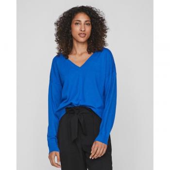 Vila Jersey de mujer cuello pico, color disponible en varias tonalidades, tejido suave y cómodo, diseño con cuello en pico, manga larga