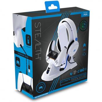 Stealth Gear Estación de Carga para Auriculares y Mando de PS5 + Soporte para Auriculares de Juegos
