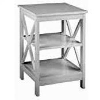 Mesa Auxiliar Blanca Foster con Almacenamiento de 2 Niveles y Estantería Minimalista Escandinava