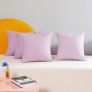 Deconovo Funda para cojin de Lino Prodector del Mueble 4 Piezas 60x60cm Rosa Claro