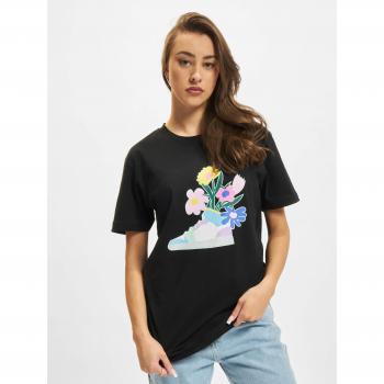 Mister Tee Women's Paradise Oversize Flower Sneaker T-Shirt, Black