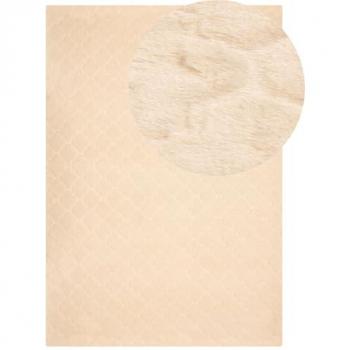 Alfombra de Piel Sintética de Conejo Beige 160 x 230 cm con Patrón de Rejilla Suave y Alta Densidad