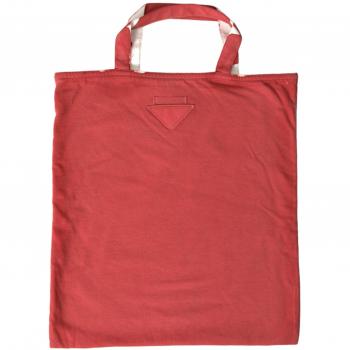 Prada Elegant Red and White Cotton Tote Bag - One Size
