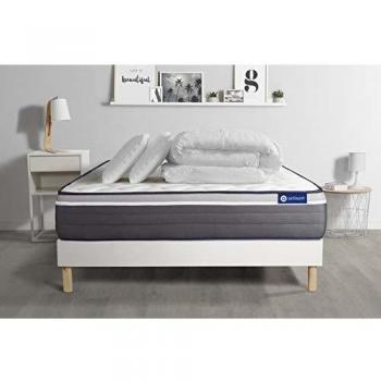 Pack Colchón 160x200 cm Actilatex y Espuma Viscoelástica - Conjunto Completo con Somier Blanco, 2 Almohadas y Edredón - Altura: 26 cm - Confort Muy F