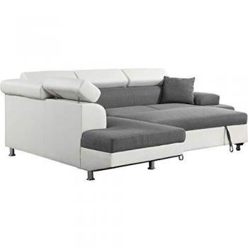 habitatetjardin Sofá esquinero Sophia Luxe - Blanco/Gris - Esquina Izquierda