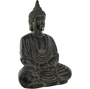 Figura Decorativa Buda Oriental Gris de Fibra de Vidrio 50 x 30 x 69 cm