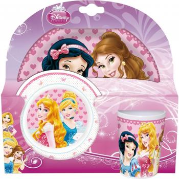 Stor 36290 - Set de melamina sin orla, 3 piezas, plato, cuenco y vaso, diseño My Princess Fairytale