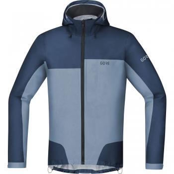 GORE Wear Chaqueta impermeable de ciclismo para hombre, M, Azul oscuro/Celeste, 100209