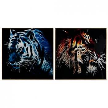 Cuadro Moderno Tigre 80 x 3 x 80 cm (2 Unidades) DKD Home Decor
