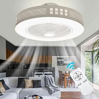 LEDMO Ventilador de Techo con Luz Lámpara LED 45W Ventilador Invisible Plafon Control Remoto con Mando a Distancia Luz Regulable Luz Fría/Neutra/Cálida Luces Regulable