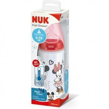 Biberón NUK Silicona Flow Control Mickey/Minnie 6-18 Meses 300ml