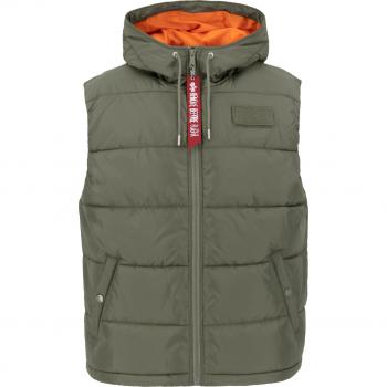 Alpha Industries Men's Hooded Puffer Vest FD in Sage Green