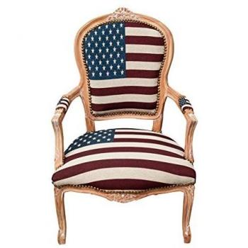 Sillón Tapizado Estilo Francés Luis XVI en Madera Maciza de Haya con Apoyabrazos 100x65x63 cm