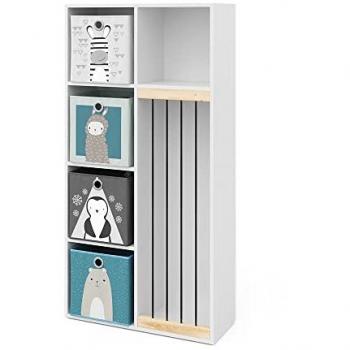 Estantería Infantil Marvin, Blanco, 72 x 143 cm con 4 Cajas Plegables