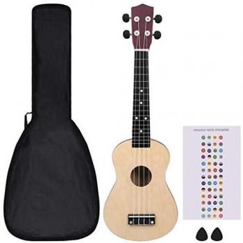 Set de Ukelele Soprano para Niños con Funda, Madera Clara, 23, Colores: Marrón Claro, Marrón Oscuro, Azul y Más