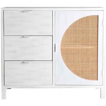 Cómoda Zemne de Madera de Pino en color Blanco/Natural de 90x40x80cm