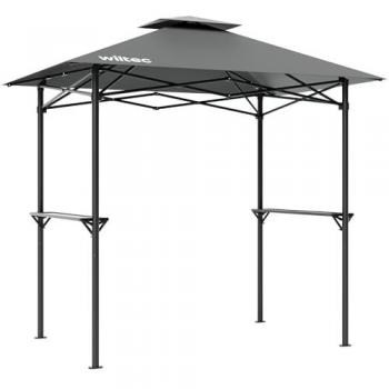 Carpa para Barbacoa Gris 2,45 x 1,52 m con 2 Estantes y Ventilación - Wiltec