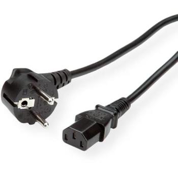 Cable de Alimentación ROLINE C13 5m Negro con Contacto de Seguridad Acodado (90°)