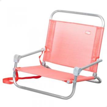 Silla de Playa y Camping Plegable Aktive Coral, Asiento Bajo, Sin Tubo Delantero, Soporta 110 kg, Estructura de Aluminio, Asa de Hombro, 46x44x49