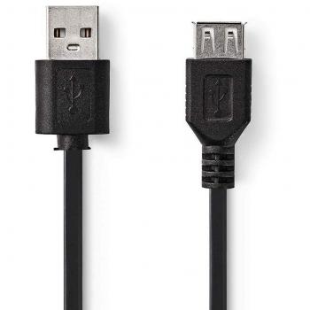 Nedis Cable USB 2.0 A-Macho a A-Hembra de 0.2m en color Negro