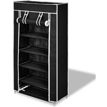 vidaXL Fabric Shoe Cabinet with Cover 58 x 28 x 106 cm Black