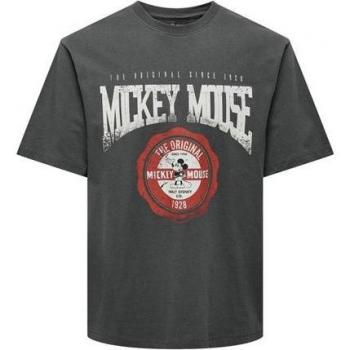 Camiseta Only & Sons Mickey Gris Oscuro Rayas Verticales para Hombre