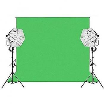 ColorQuantum Fondo de Vinilo Verde Chroma 2.75x6m con soporte para Fondo con Cadena Metálica y Kit Daylight 1750/1750W con soportes 2.5m